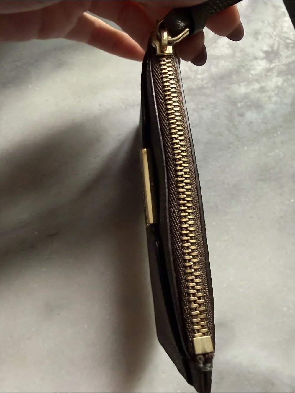 Henri Bendel Olive Green Leather Key Pouch SLG Small Leather Good